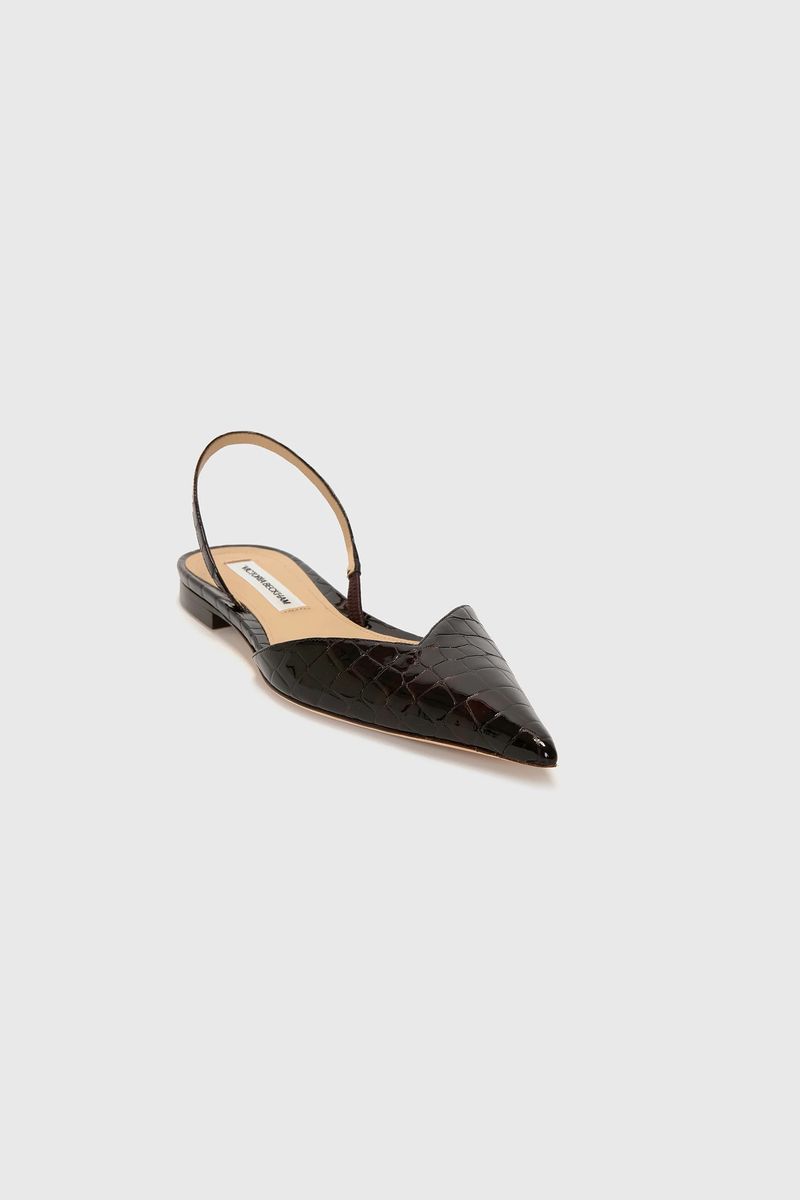 Spitze Slingback-Ballerinas mit Kroko-Prägung