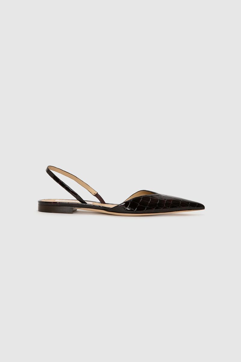 Spitze Slingback-Ballerinas mit Kroko-Prägung