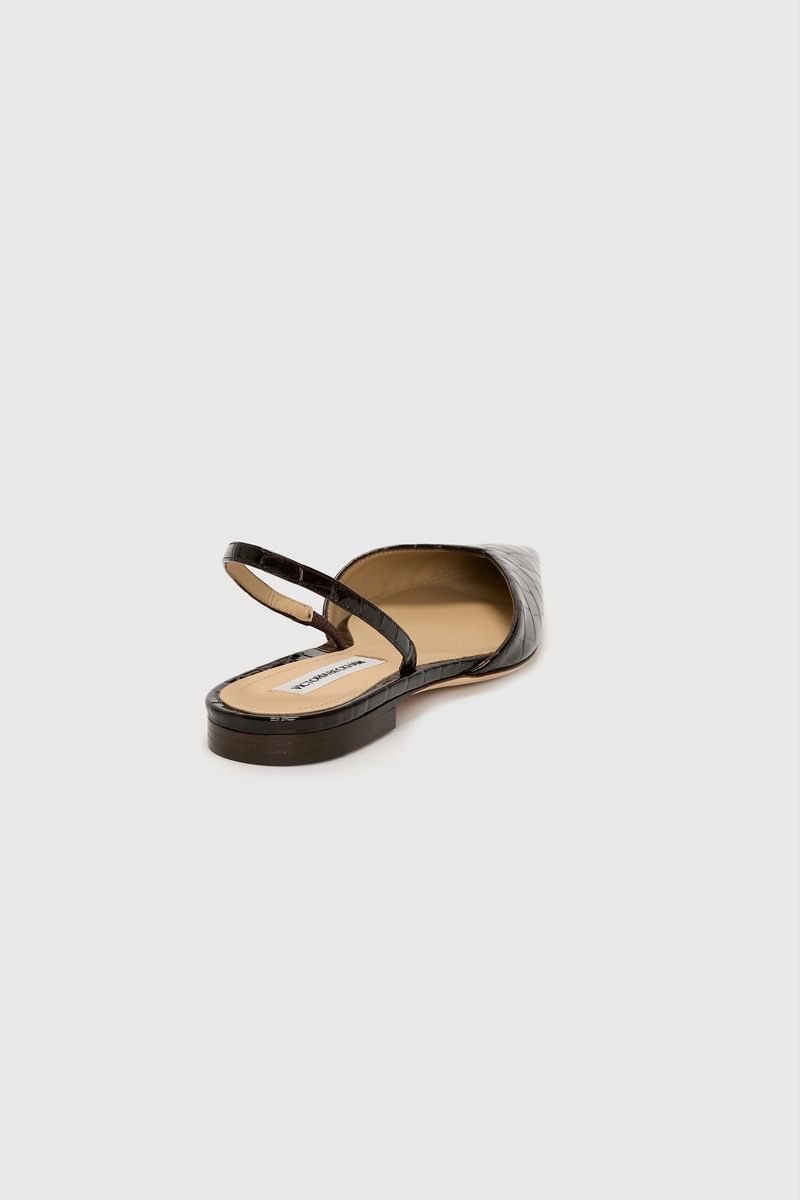 Spitze Slingback-Ballerinas mit Kroko-Prägung