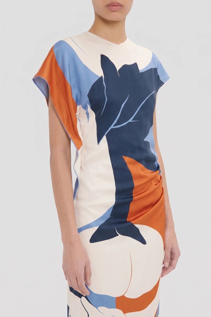 Midikleid mit künstlerischem Abstrakt-Print