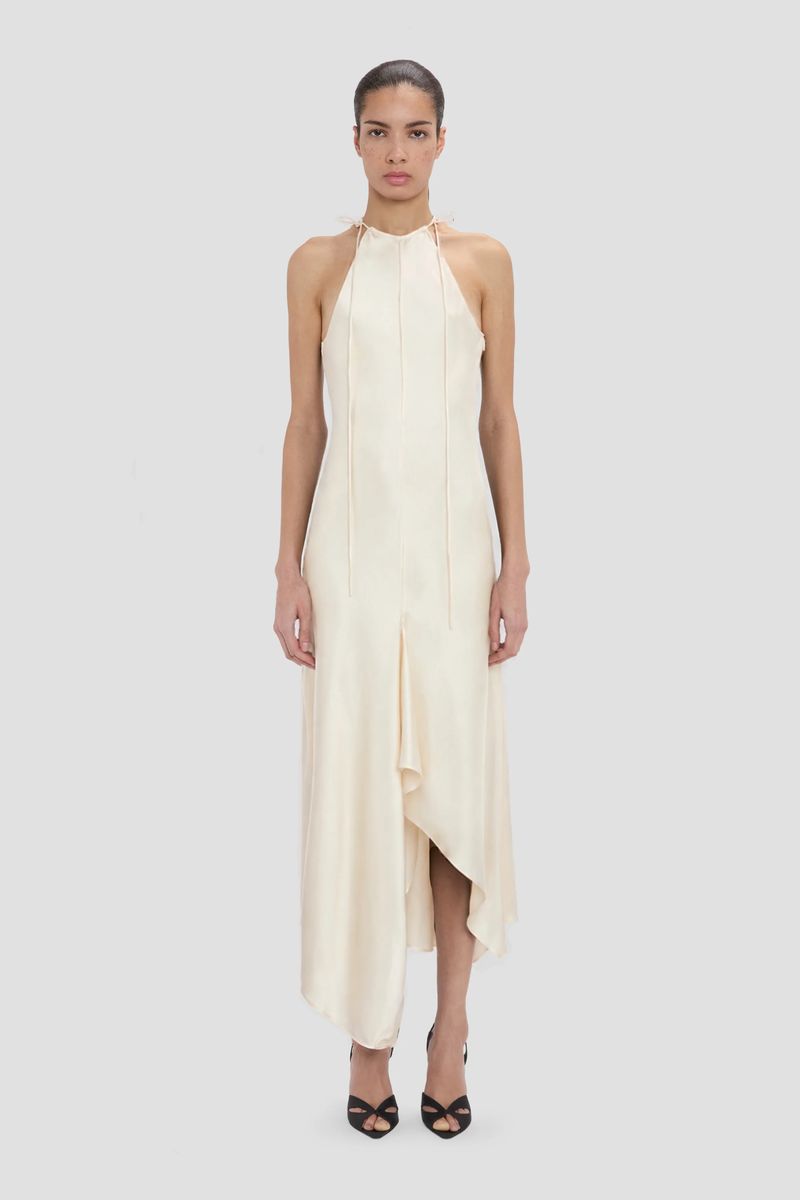 Satin-Midikleid mit Neckholder-Ausschnitt