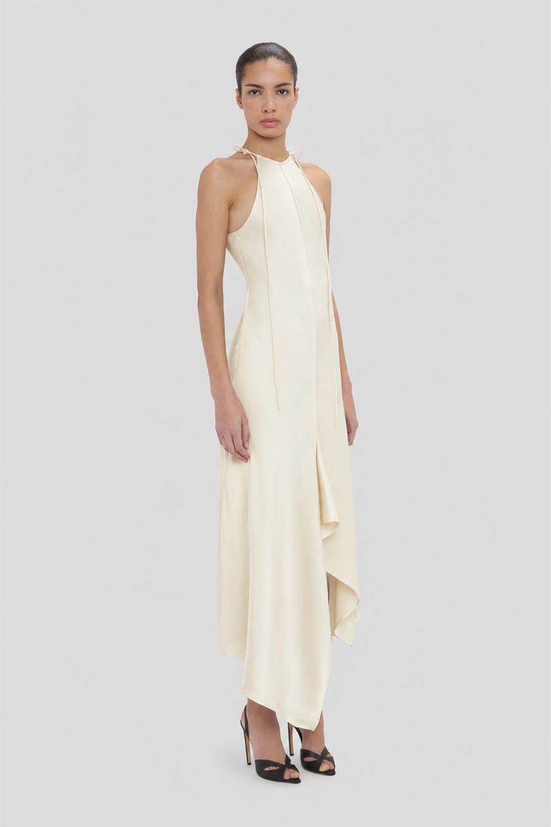 Satin-Midikleid mit Neckholder-Ausschnitt