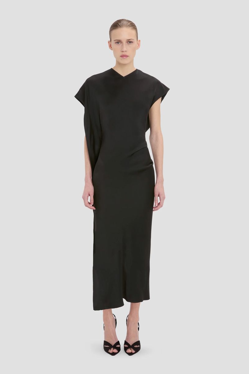 Asymmetrisches Midikleid aus Satin