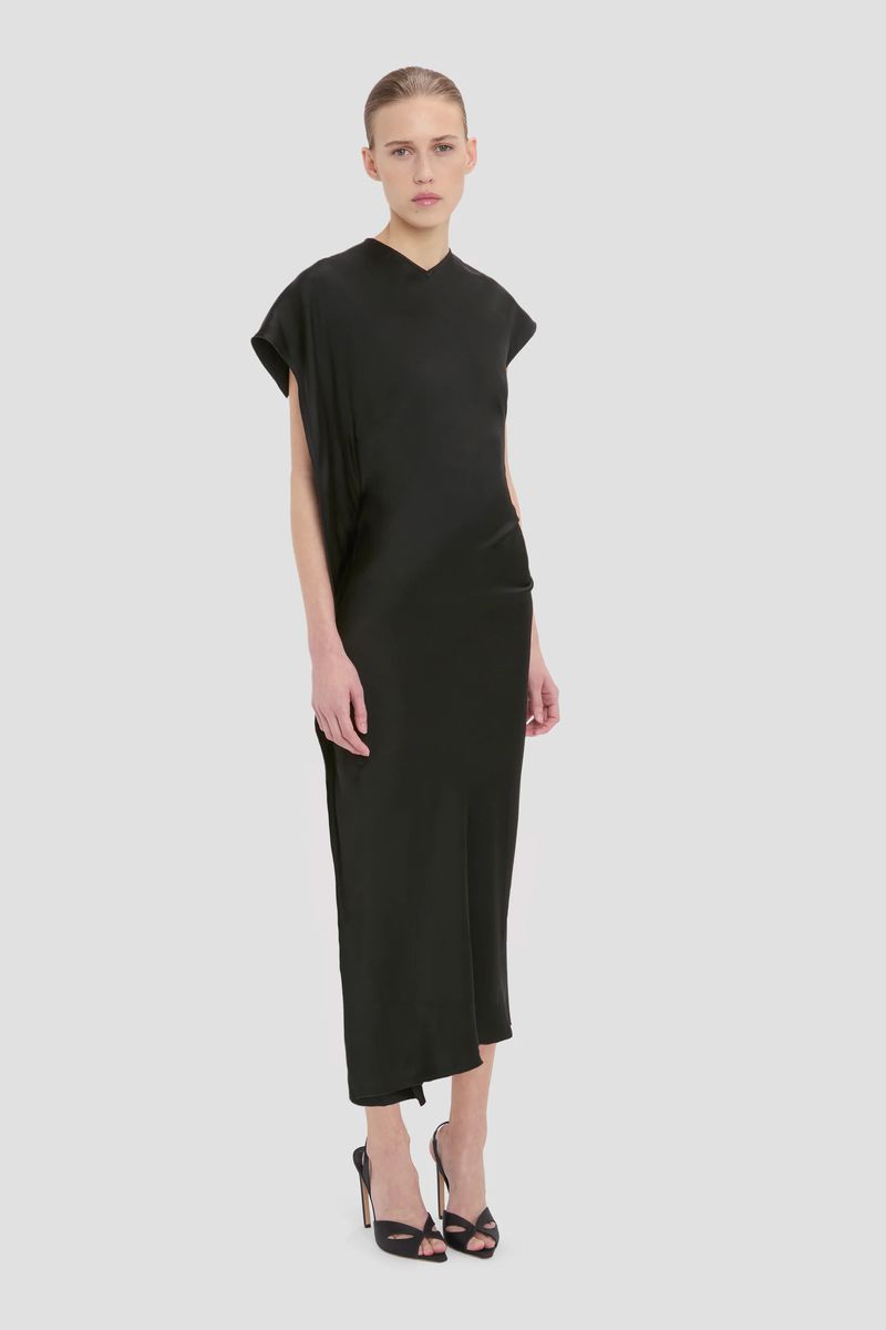 Asymmetrisches Midikleid aus Satin
