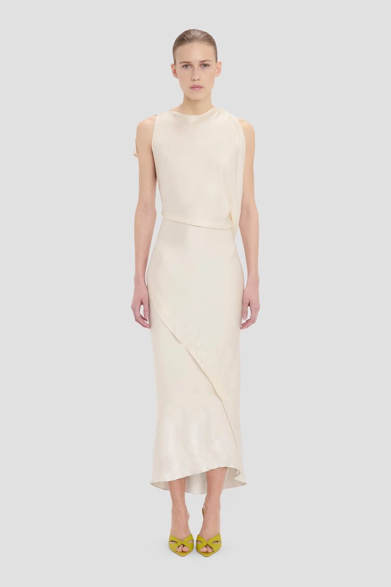 Drapiertes Midikleid aus Satin-Crepe
