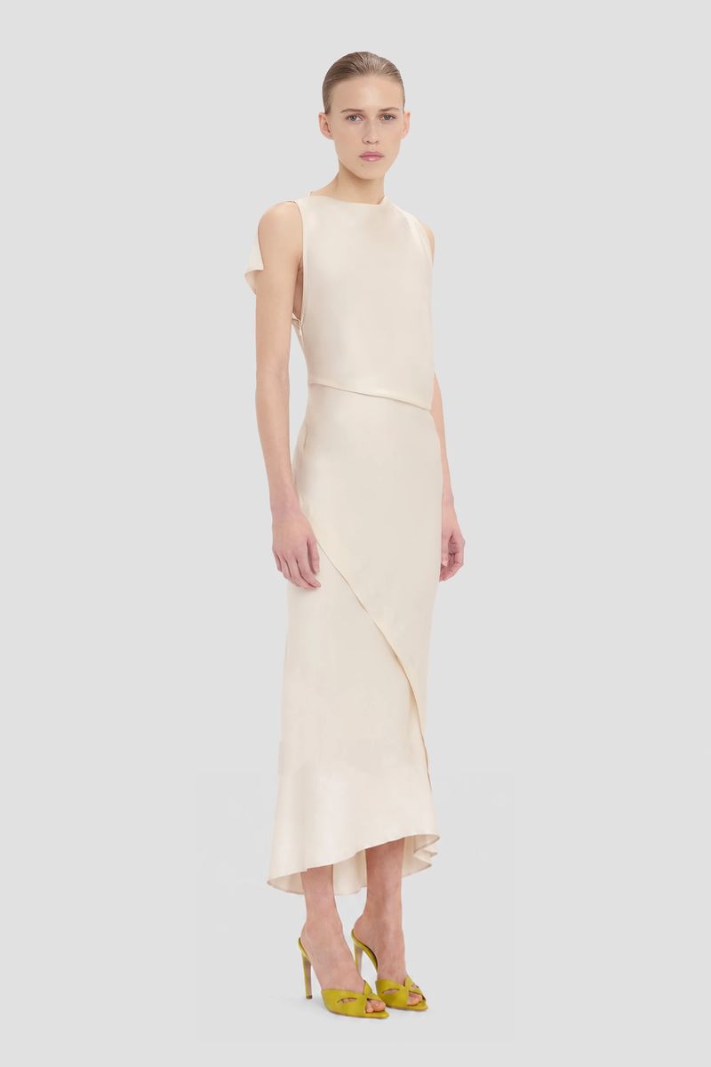 Drapiertes Midikleid aus Satin-Crepe