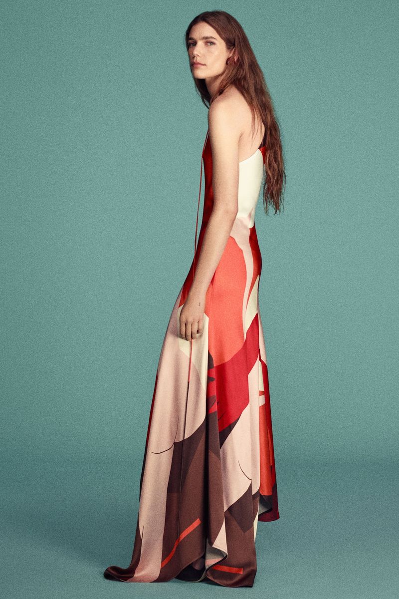 Halfter-Midikleid mit abstraktem Print