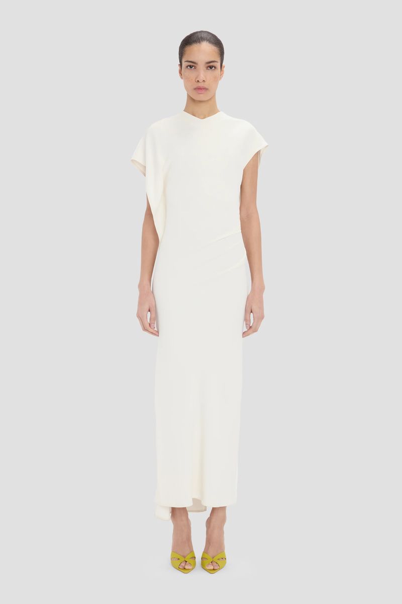 Elegantes Satin-Midikleid mit asymmetrischem Saum