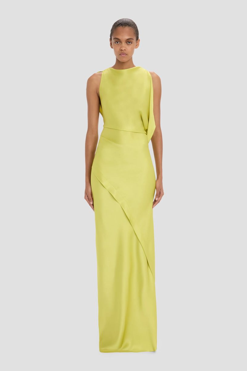 Elegante drapierte Crepe-Satin-Robe