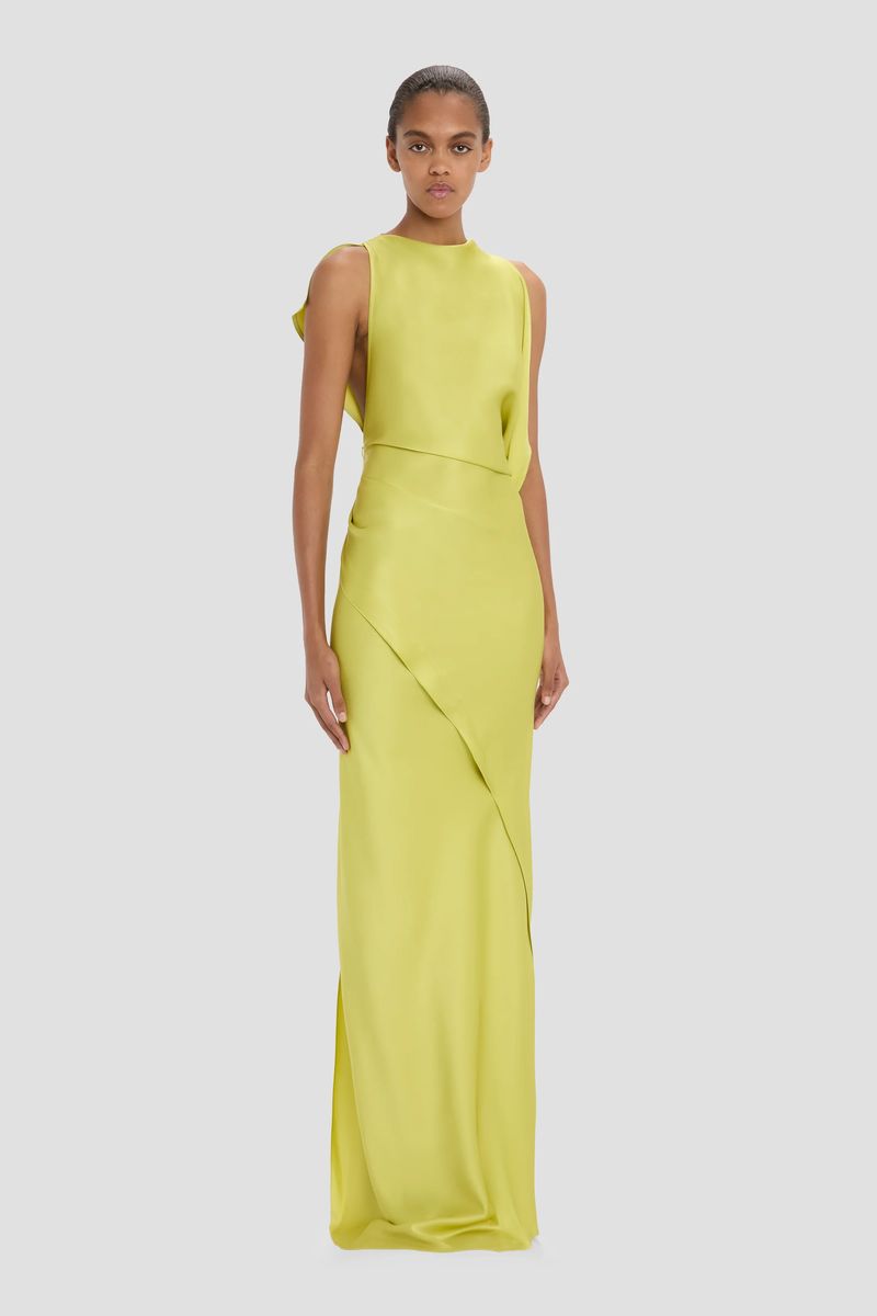 Elegante drapierte Crepe-Satin-Robe