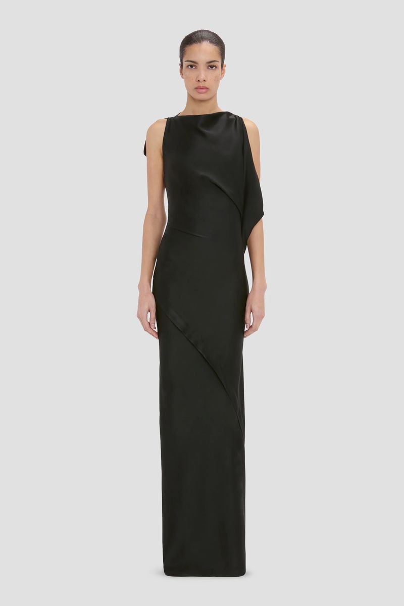 Drapiertes Abendkleid aus Krepp-Satin