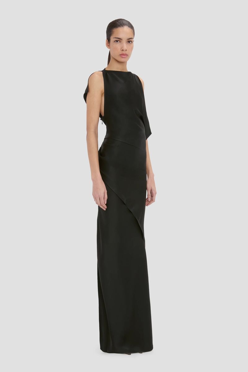 Drapiertes Abendkleid aus Krepp-Satin