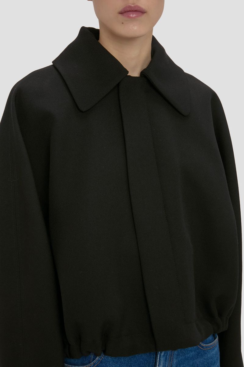Kurze Bomberjacke aus schwerem Gabardine