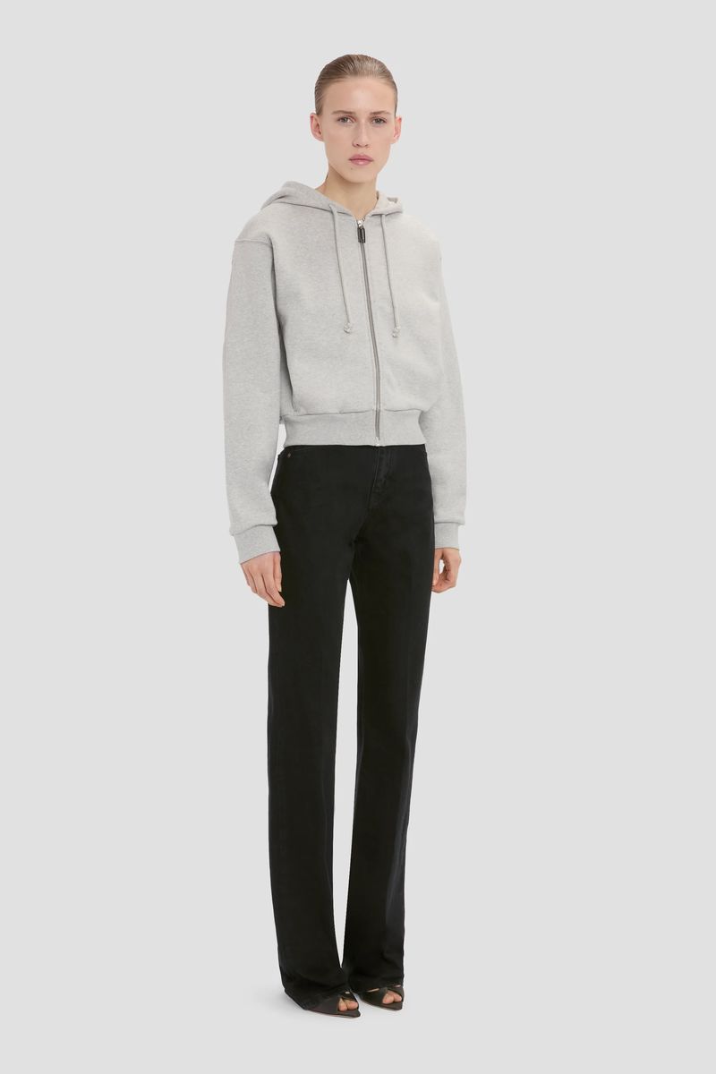 Kurz geschnittener Baumwoll-Zip-Hoodie