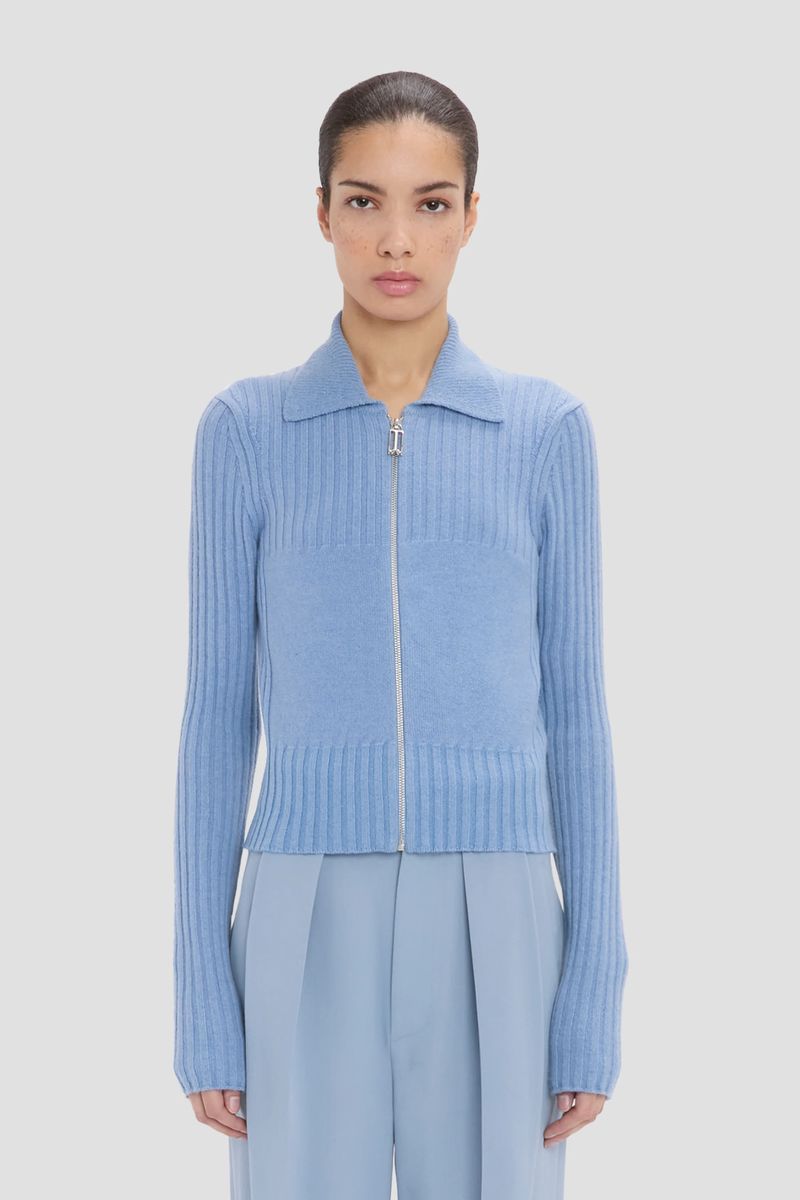 Zip-Strickpullover aus Kaschmir-Mix