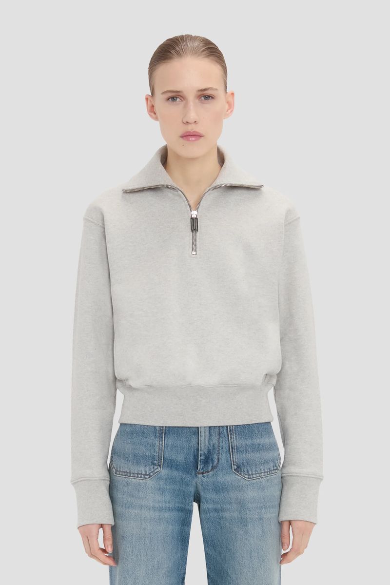 Cropped Sweatshirt mit Halbreißverschluss