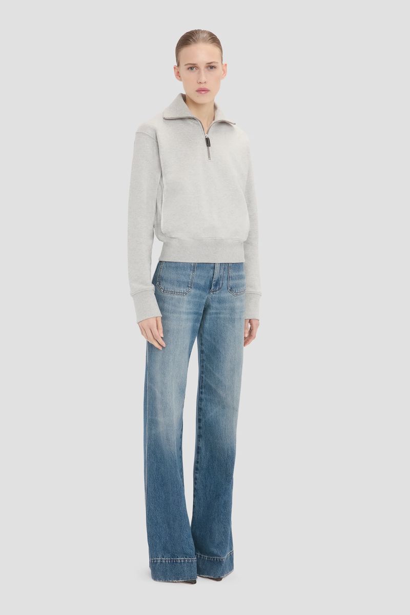 Cropped Sweatshirt mit Halbreißverschluss
