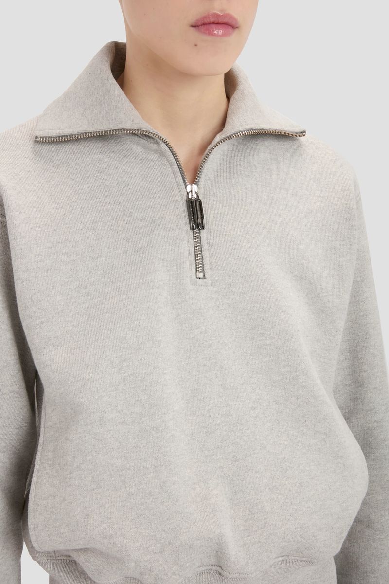 Cropped Sweatshirt mit Halbreißverschluss