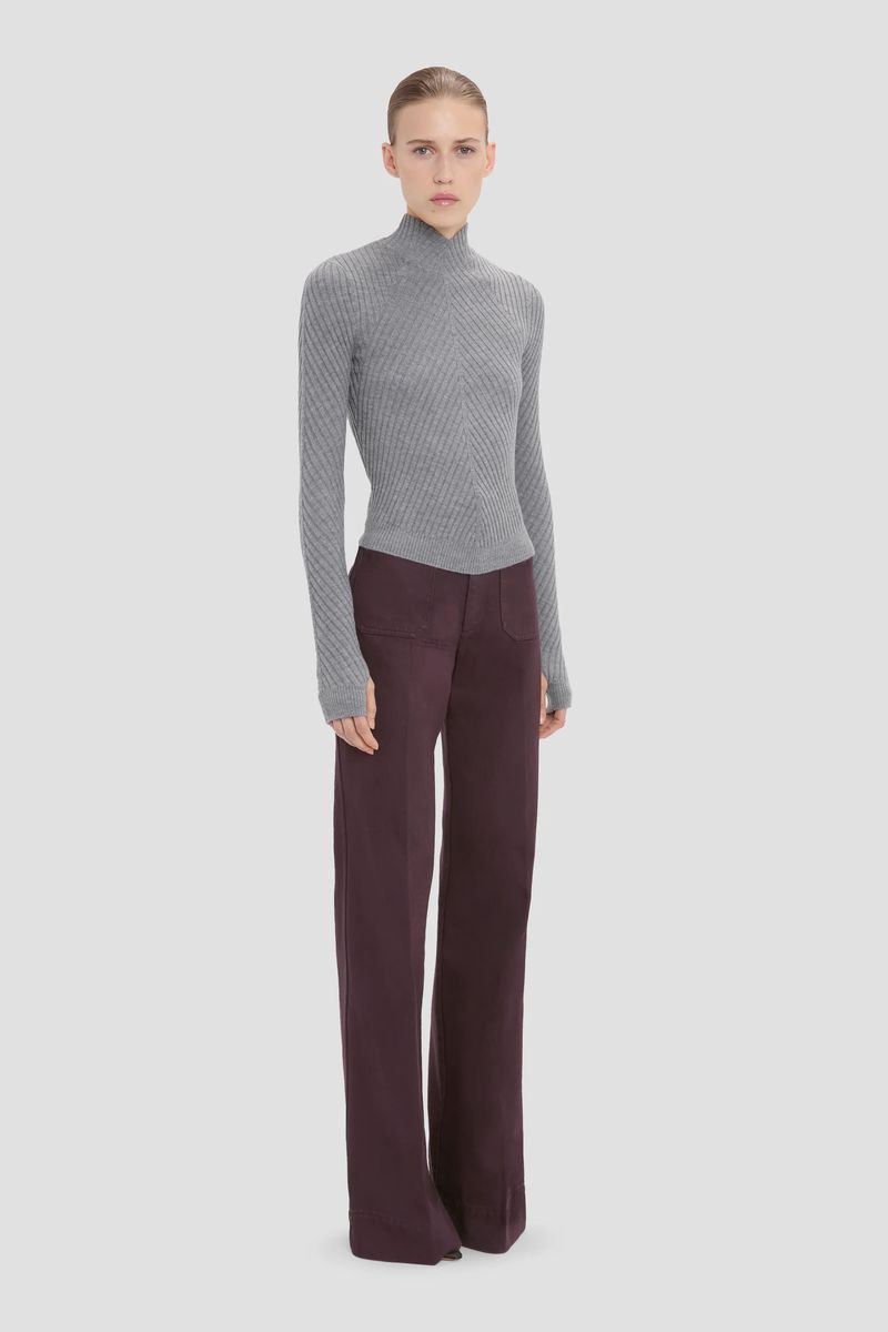 Pullover aus gerippter Merinowolle