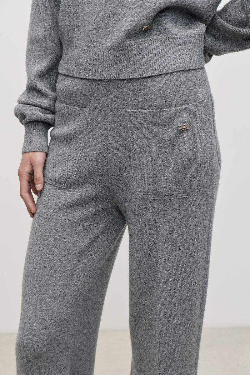 Kaschmir-Strickhose mit weitem Bein