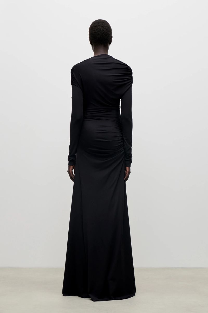Elegante drapierte bodenlange Abendrobe