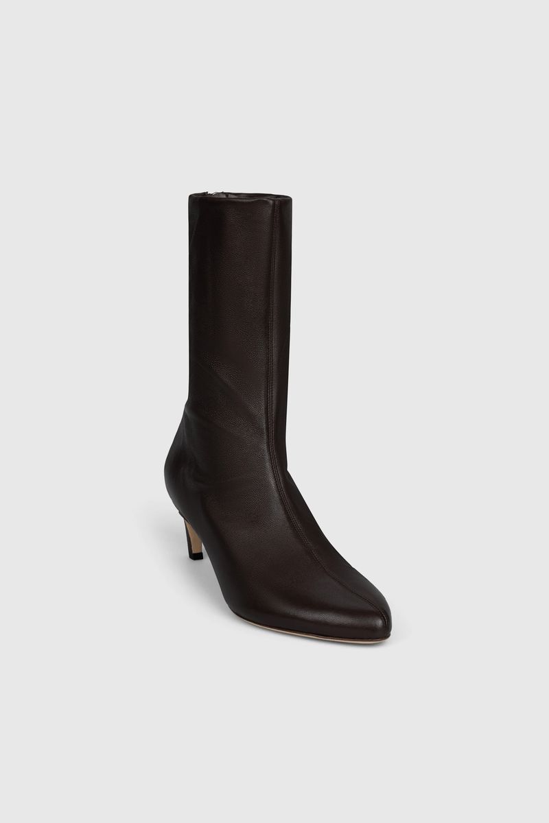 Harlow Stretch-Lederstiefel mit mittlerem Schaft