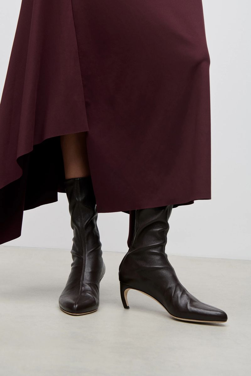 Harlow Stretch-Lederstiefel mit mittlerem Schaft