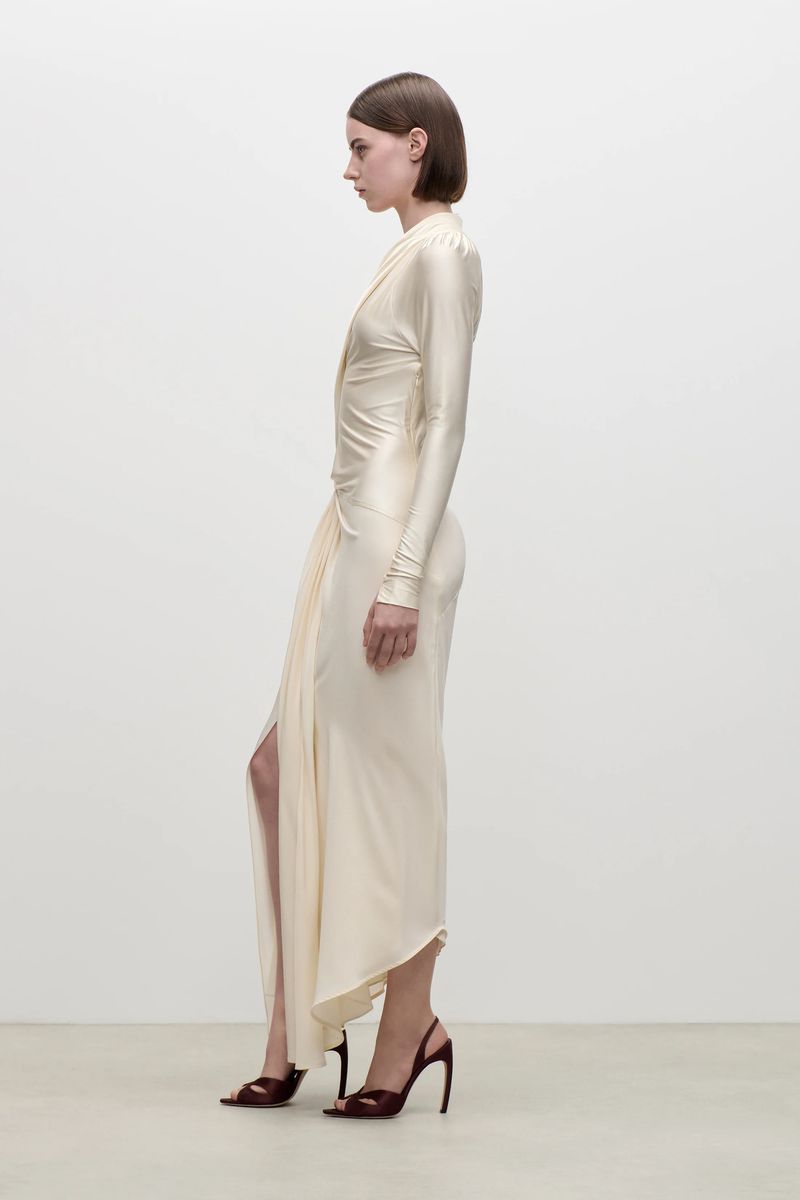 Elegantes Drapierte Jersey-Midikleid