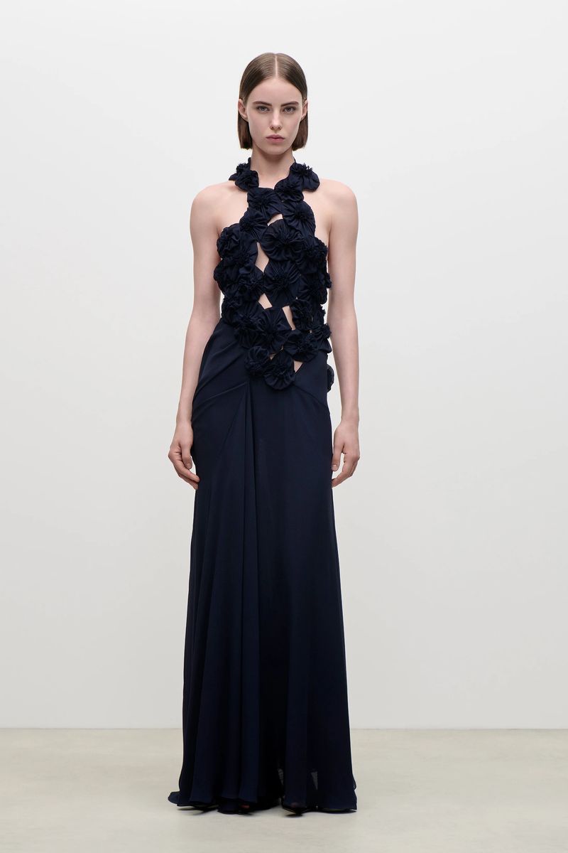 Georgette-Abendkleid mit Applikationen