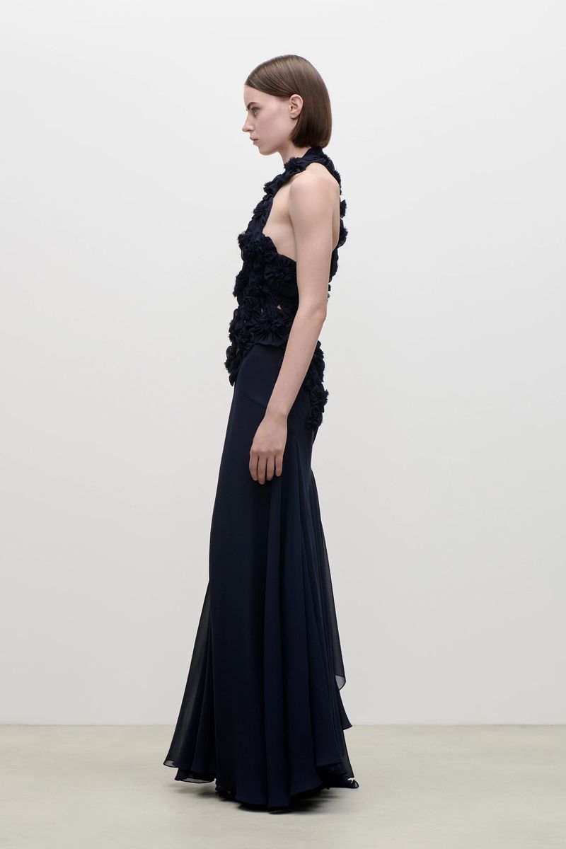 Georgette-Abendkleid mit Applikationen