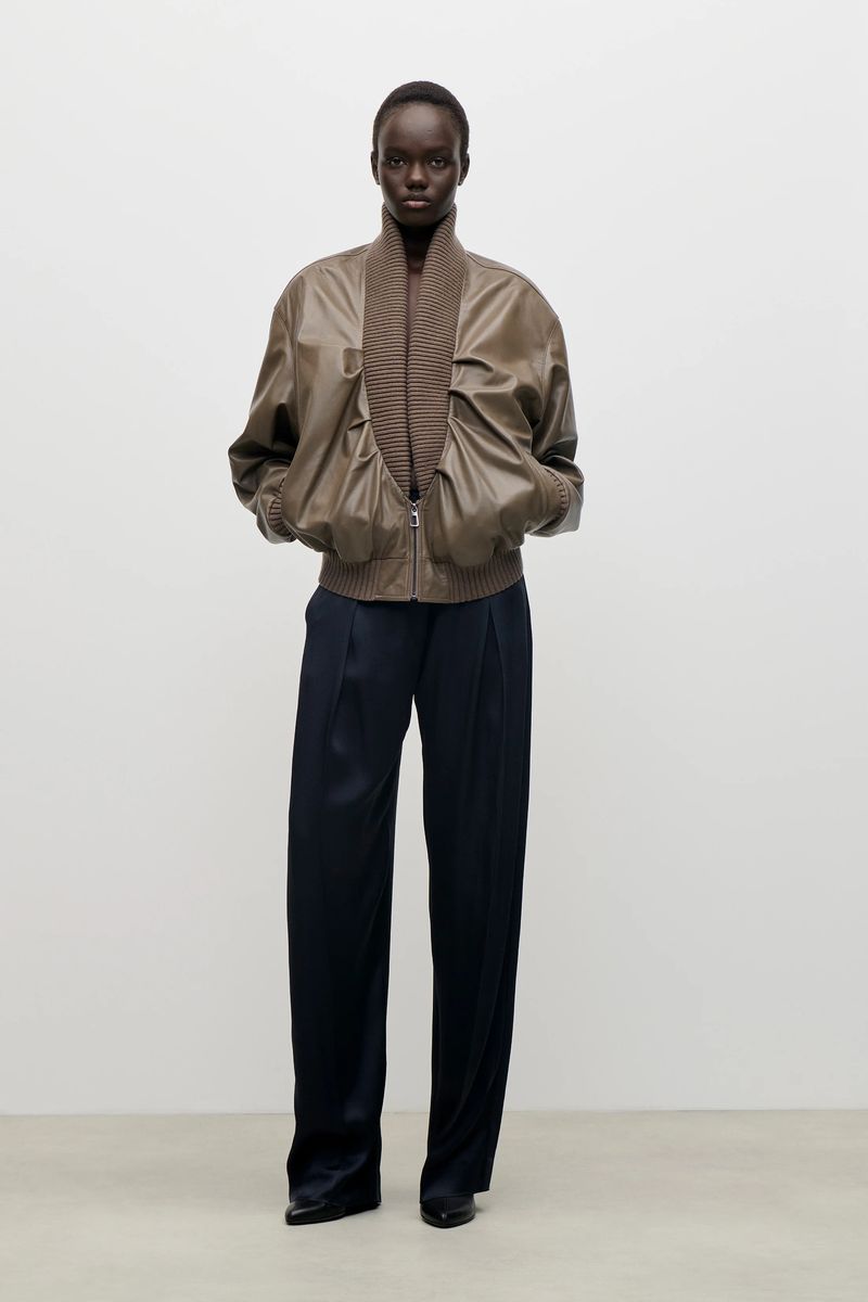 Architektonische Leder-Bomberjacke