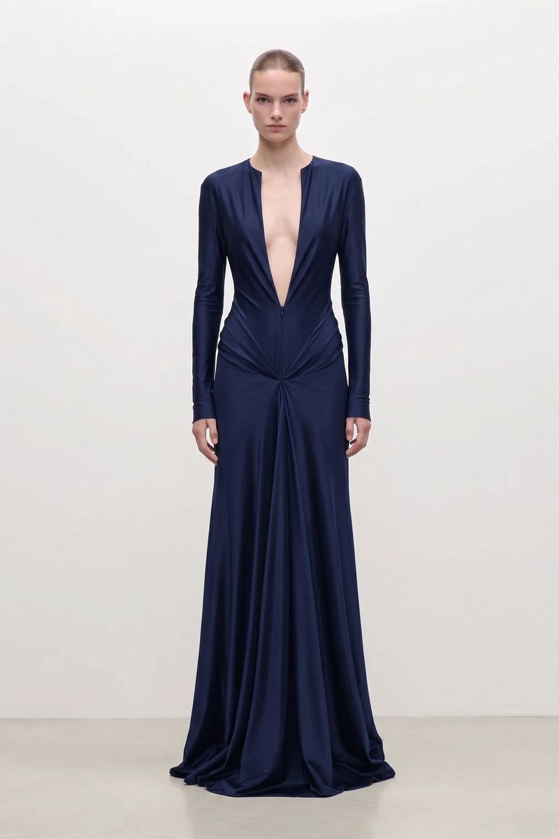 Elegantes Jersey-Abendkleid mit V-Ausschnitt