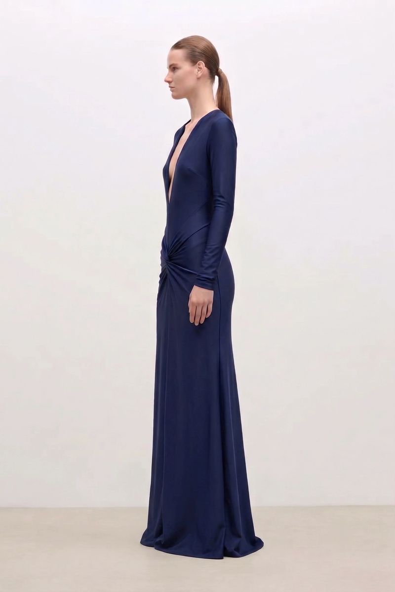 Elegantes Jersey-Abendkleid mit V-Ausschnitt