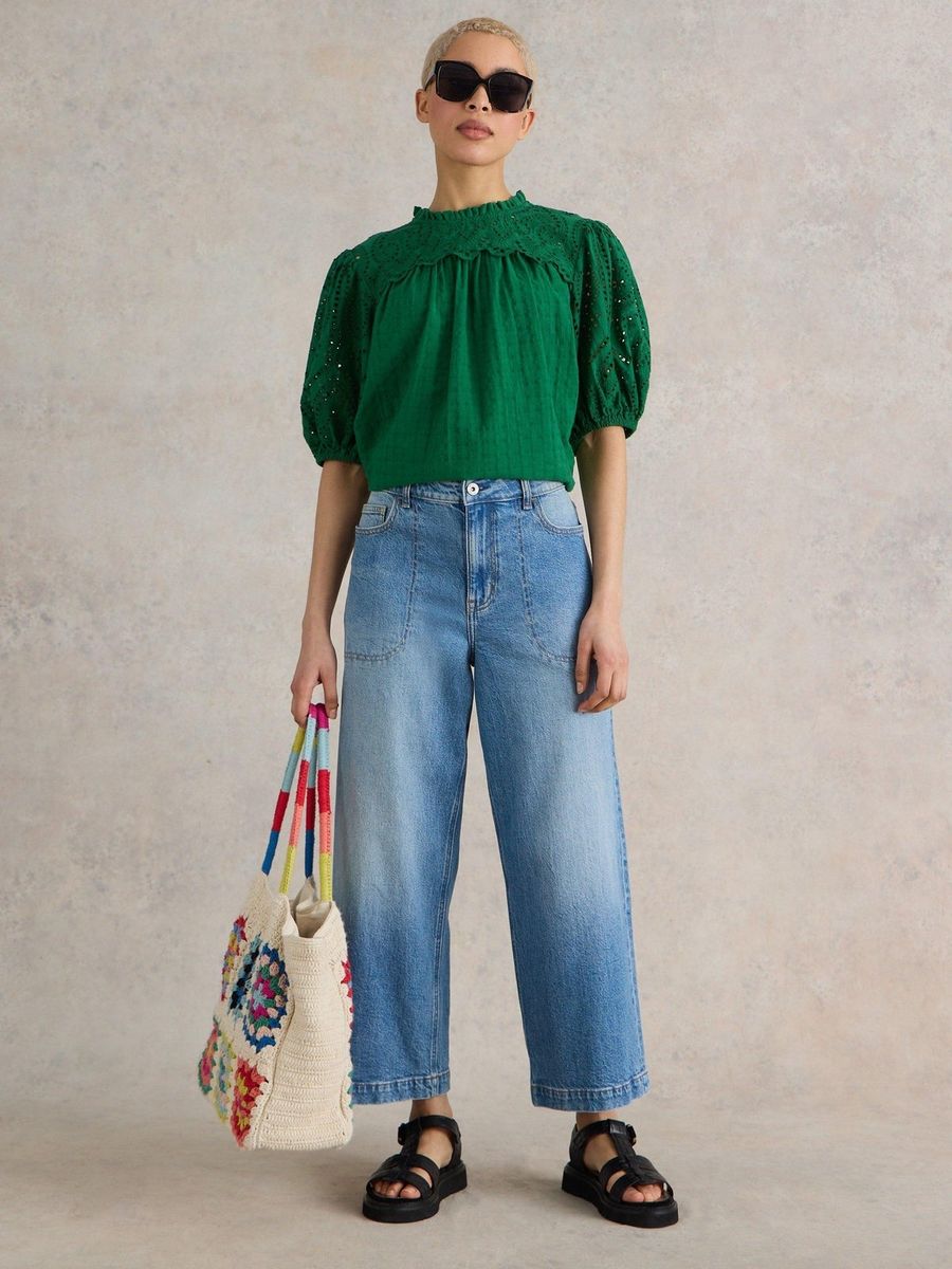 Weit geschnittene Jeans in 7/8-Länge