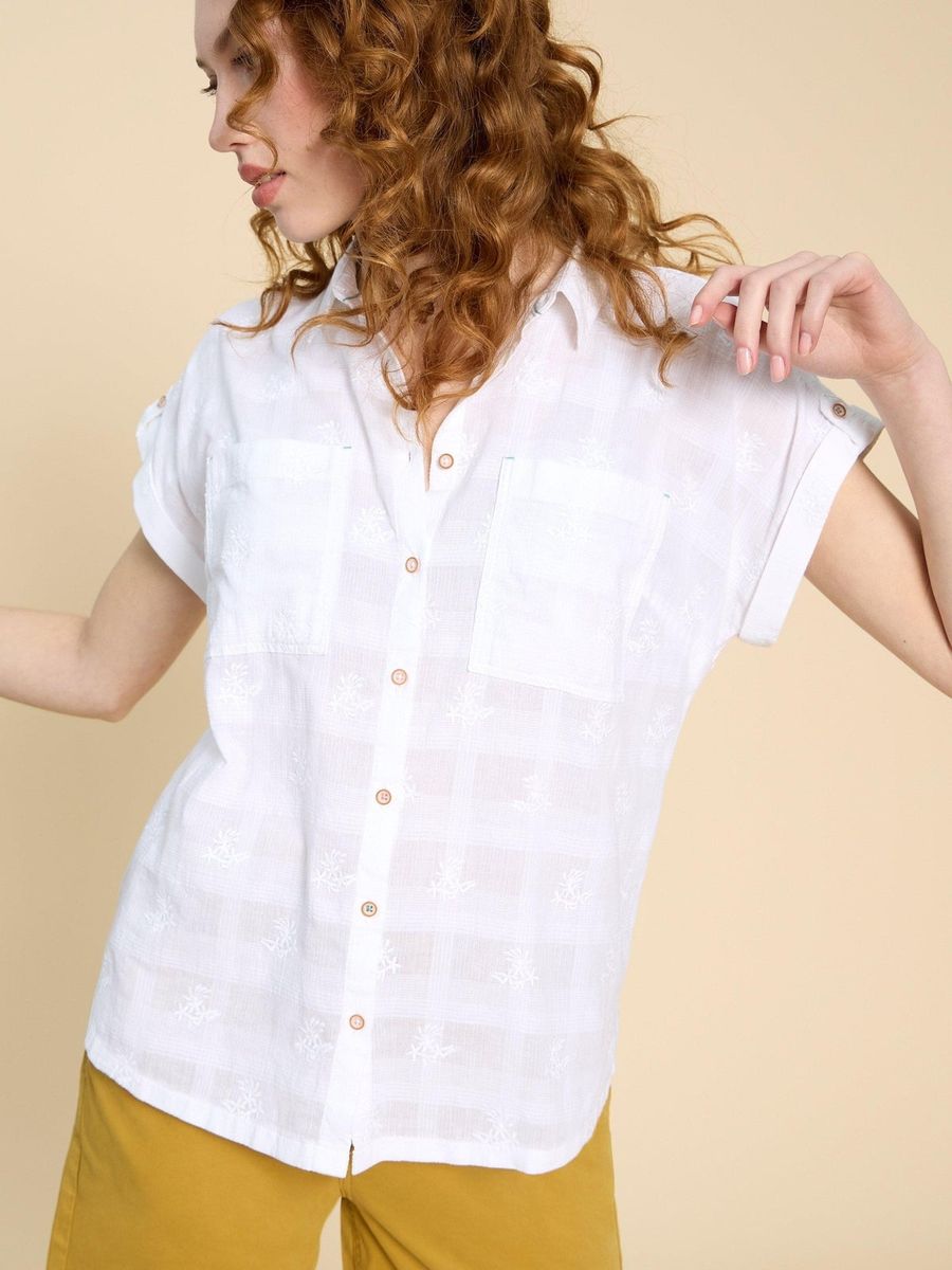 Bestickte Bluse aus Bio-Baumwolle