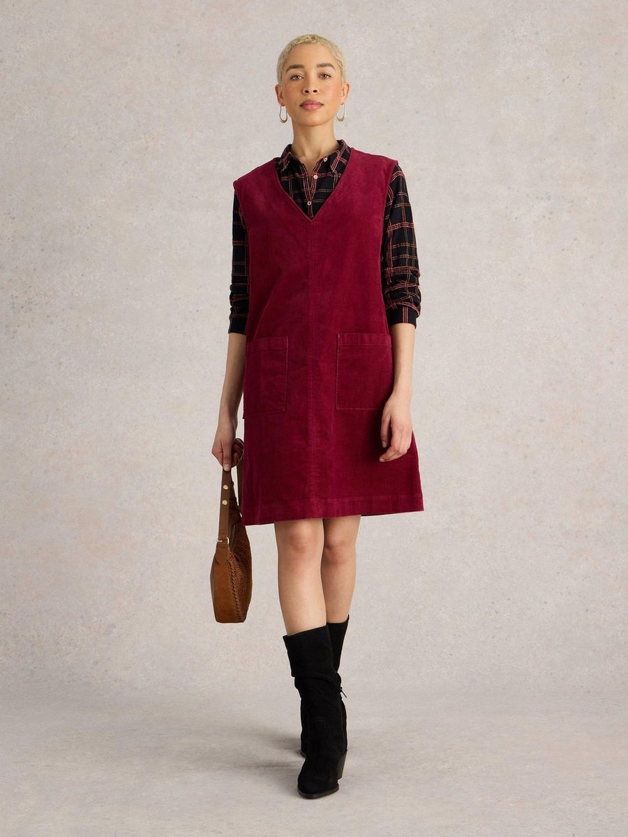 Cord-Trägerkleid mit Taschen