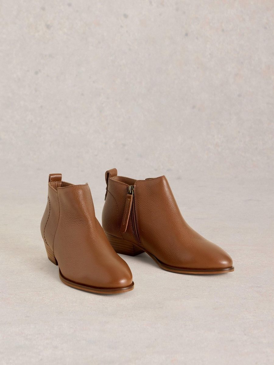 Klassische Lederstiefeletten mit Narbung