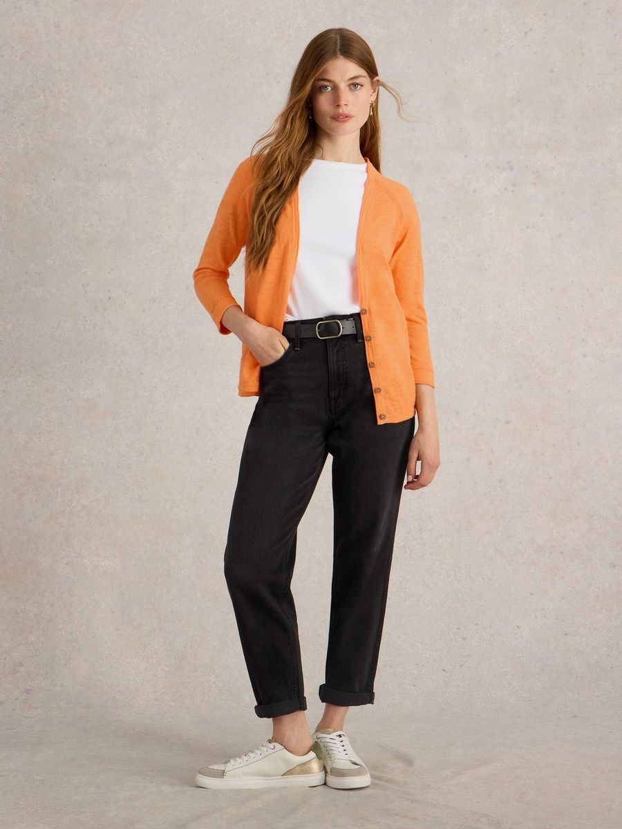 V-Ausschnitt Strickjacke aus Leinenmischung