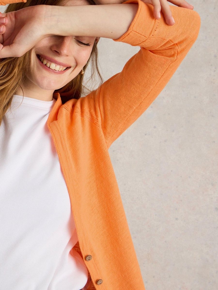 V-Ausschnitt Strickjacke aus Leinenmischung