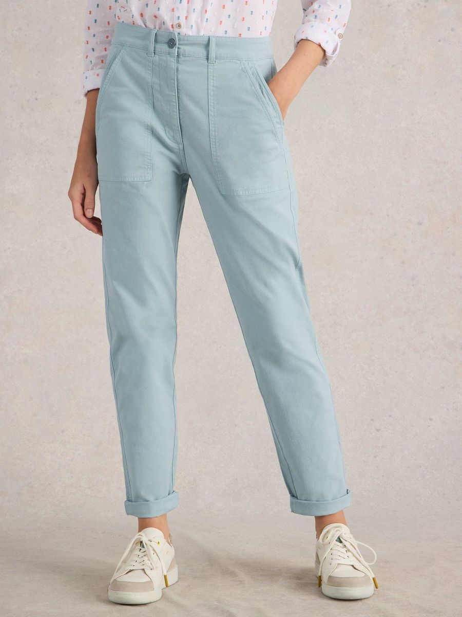 Klassische Baumwoll-Leinen-Chino mit Tapered-Fit