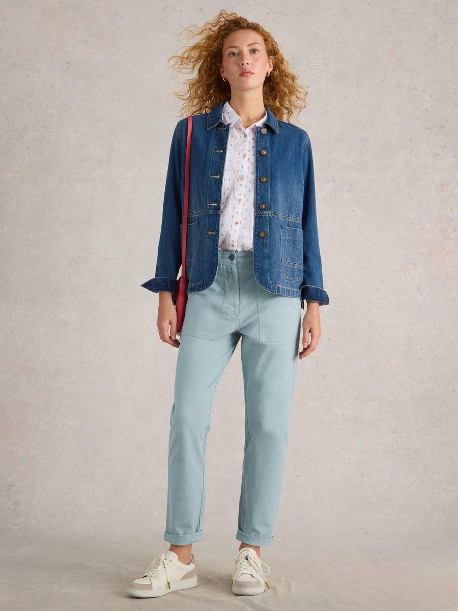 Klassische Baumwoll-Leinen-Chino mit Tapered-Fit