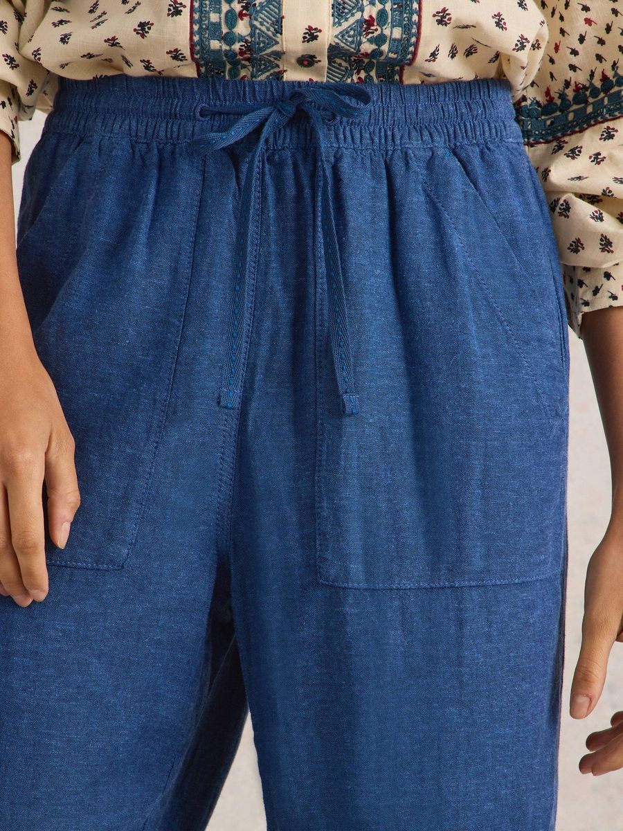 Lockere Leinenmischung-Hose mit Kordelzug