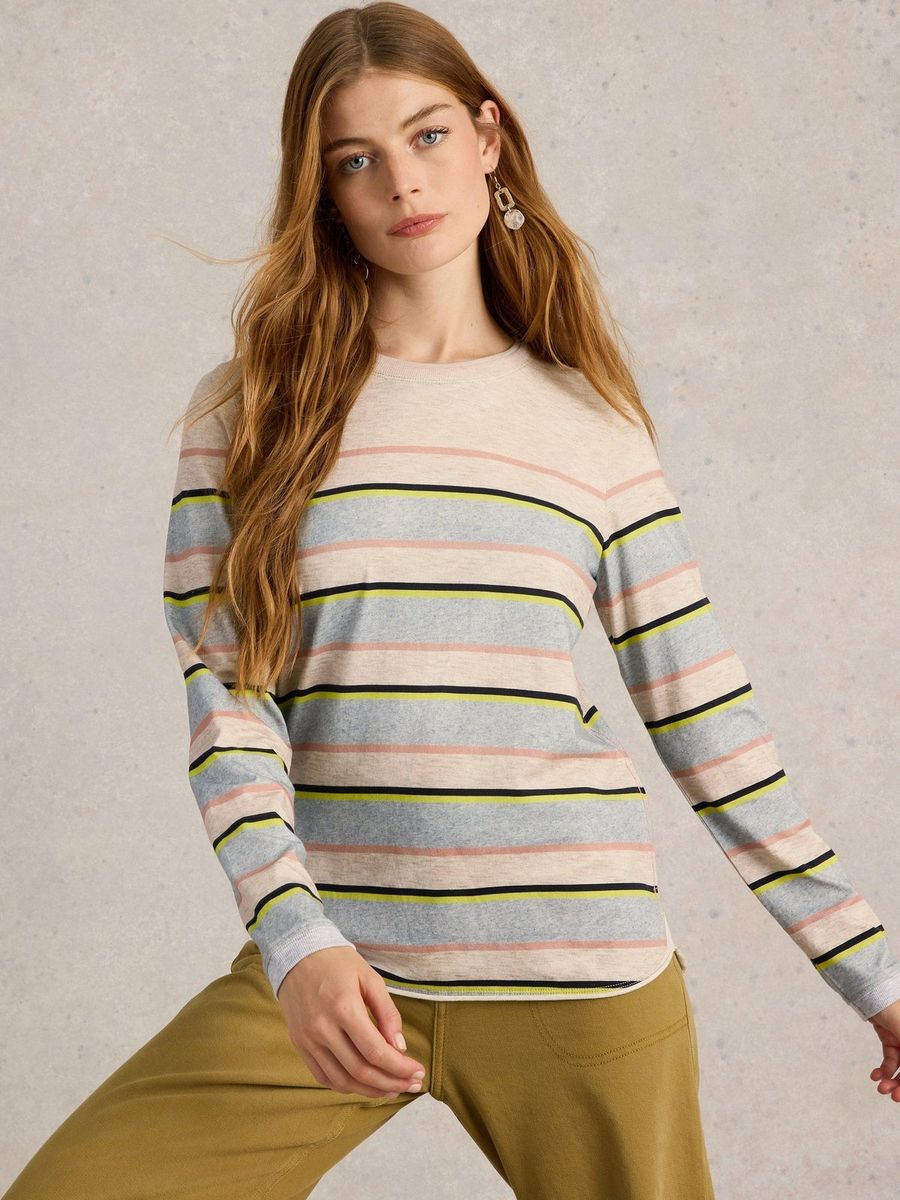 Gestreiftes Baumwoll-Langarmshirt