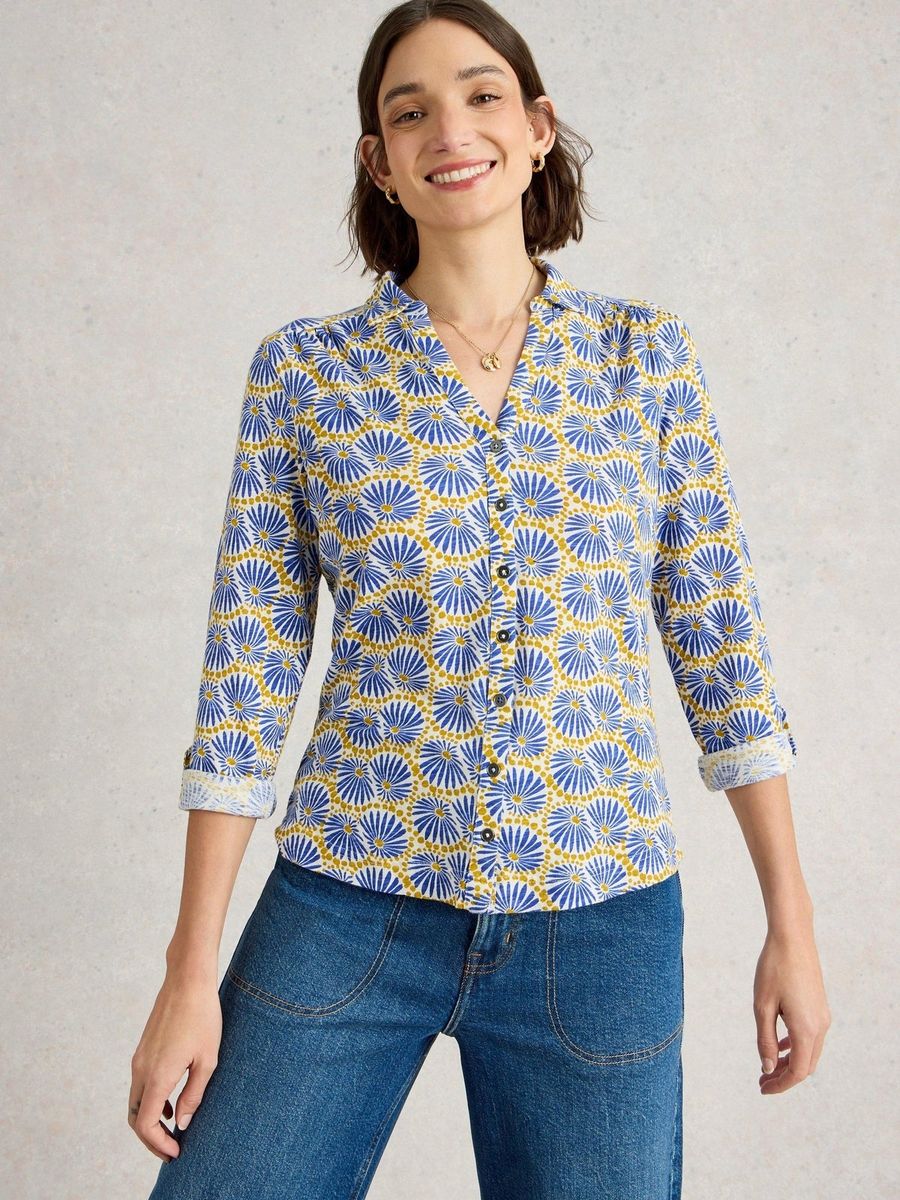 Bedruckte Baumwoll-Jerseybluse