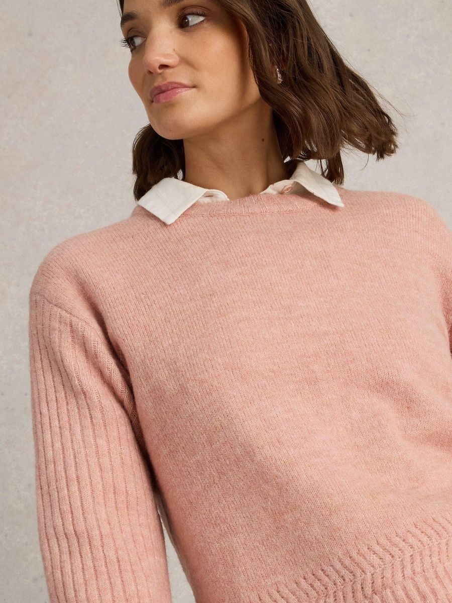 Strickpullover mit gerippten Ärmeln