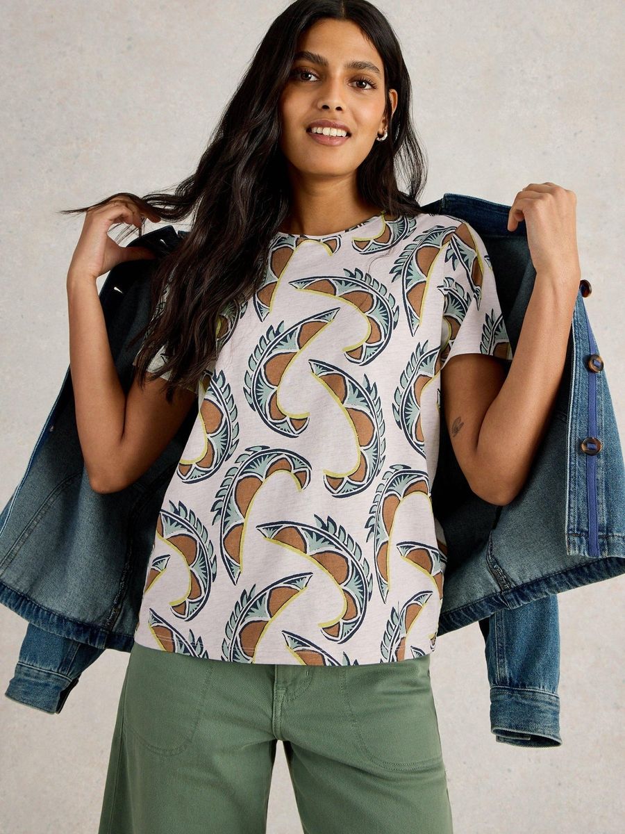 Baumwoll-T-Shirt mit abstraktem Muster