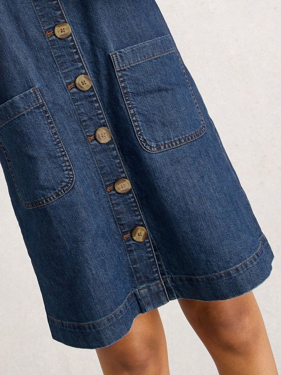 Jeans-Trägerkleid mit Knopfleiste