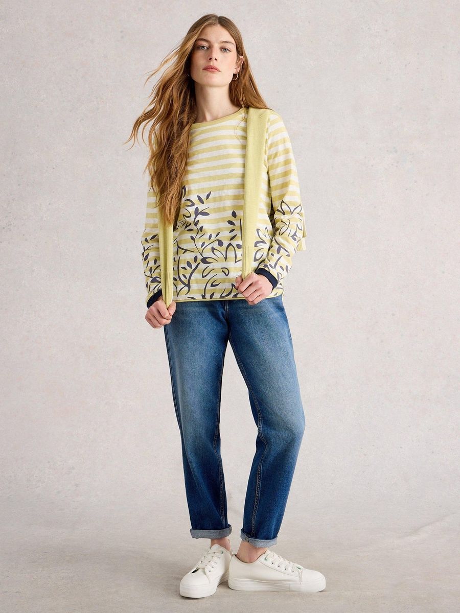 Gestreiftes Langarmshirt mit Blumenmuster