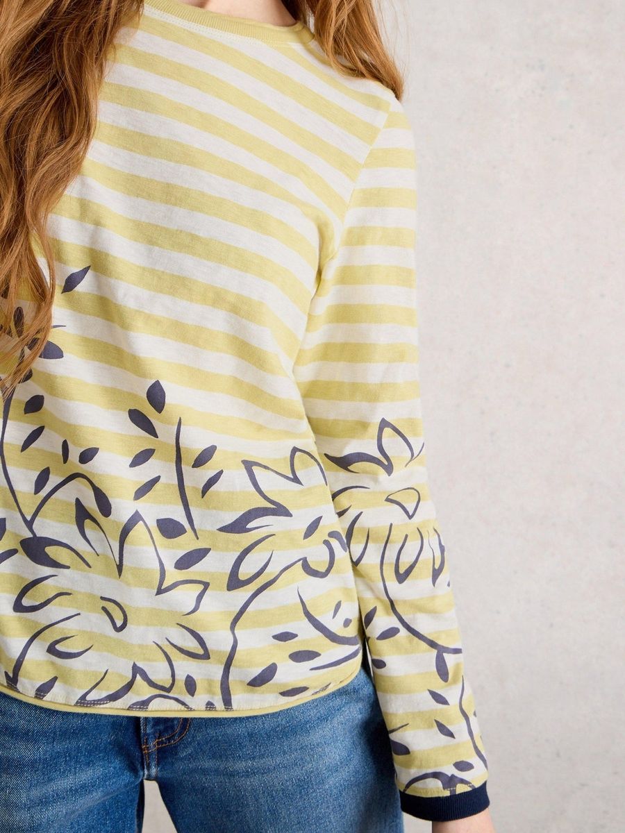 Gestreiftes Langarmshirt mit Blumenmuster