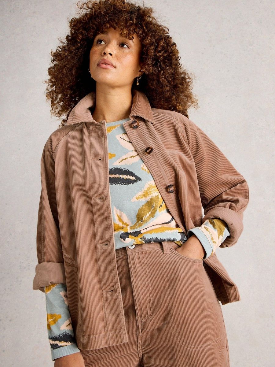 Oversized Cord-Jacke mit Raglanärmeln